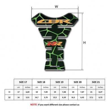 Honda Tank Fuse Black with Green Patterns Design CBR RR Style 