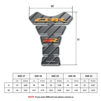 Honda Tank Pad Protector Diagonal Grey Patterns Base CBR RR Logo 