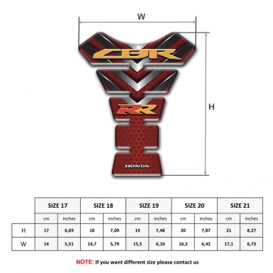 Honda Tank Pad Protector Red Base with Silver V Shape Details Design RR Style 