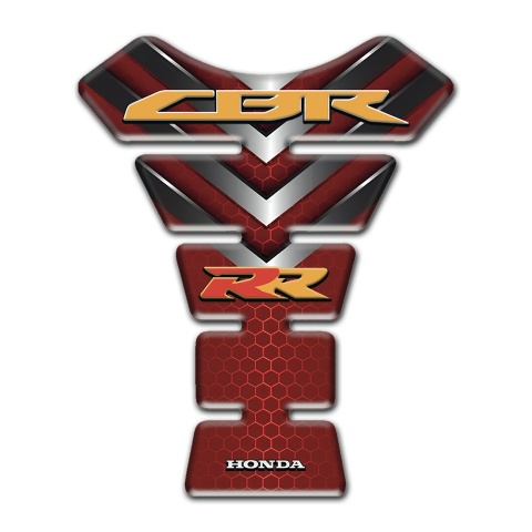 Honda Tank Pad Protector Red Base with Silver V Shape Details Design RR Style 