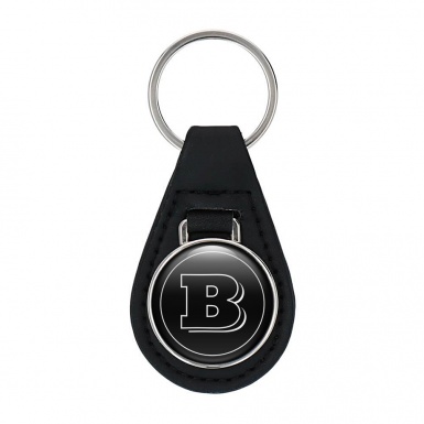 Brabus Leather Keychain Black White Classic Design