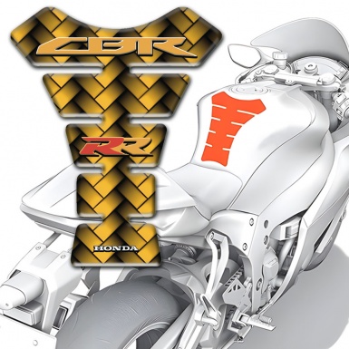 Honda Tank Guard Pads CBR RR Logo Yellow Braid Design 