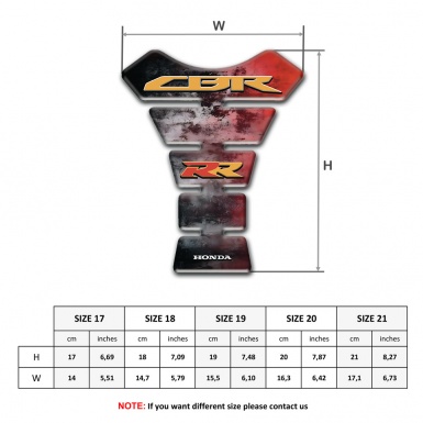 Honda Tank Pad Motorbike Mixed Colors Design Cbr RR Logo Style 