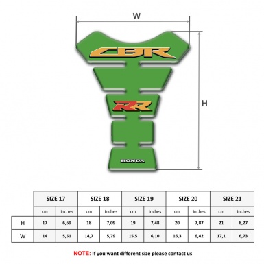 Honda Tank Pad Motorbike Green Base CBR RR Logo 