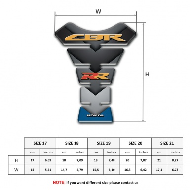 Honda Tank Guard Pads Blue Grey V Shape details CBR RR logo 