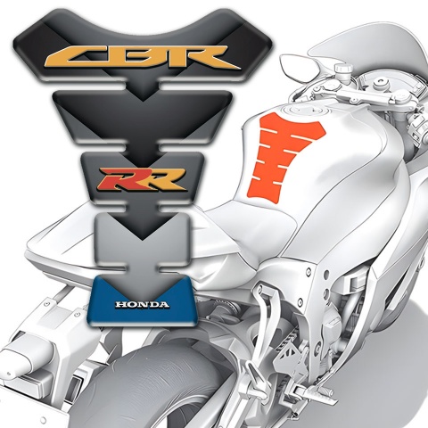 Honda Tank Guard Pads Blue Grey V Shape details CBR RR logo 