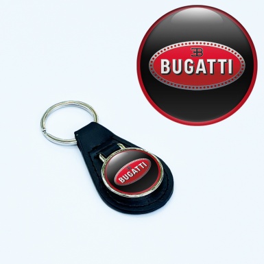 Bugatti Keychain Leather Black Red Design