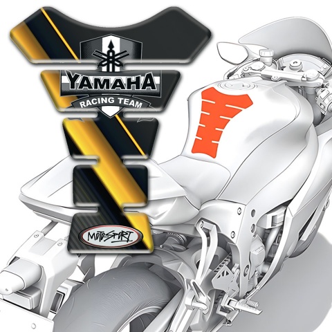 Yamaha Tank Fuse Black Base with Diagonal Yellow Tapes Design 