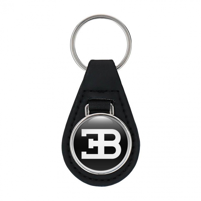 Bugatti Key Chain Leather Black Classic Design