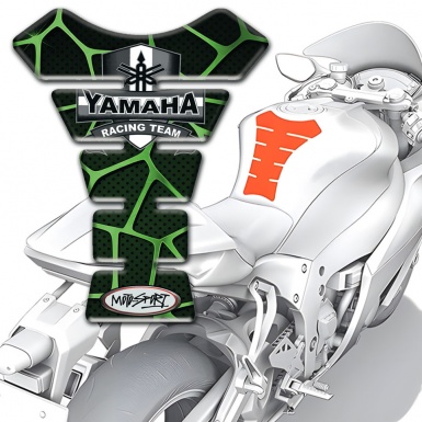 Yamaha Tank Protector Black with Green Patterns Design 