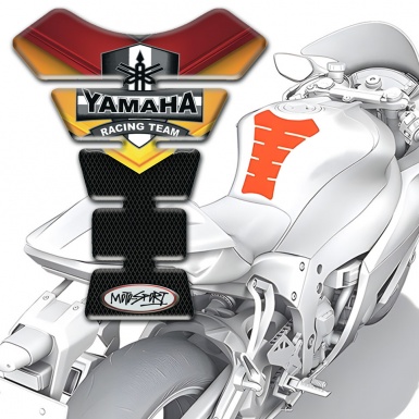 Yamaha Tank Guard Pads Fire motif Design Racing Team Logo 