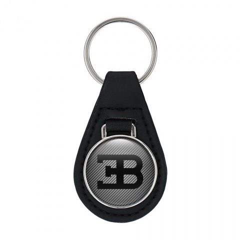 Bugatti Key Fob Leather Black Carbon Design