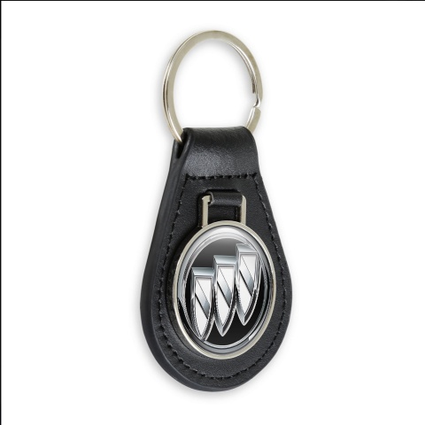 Buick Key Fob Leather Black Classic White Logo