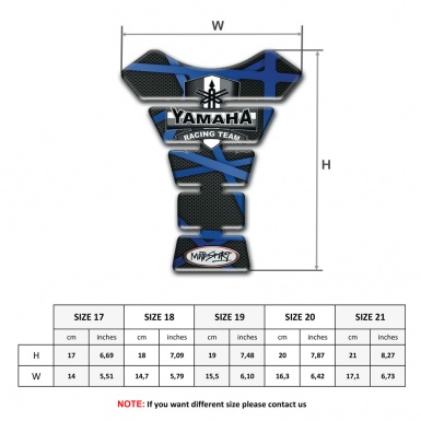 Yamaha Tank Pad ProtectorBlack with Crossed Blue Lines Design 