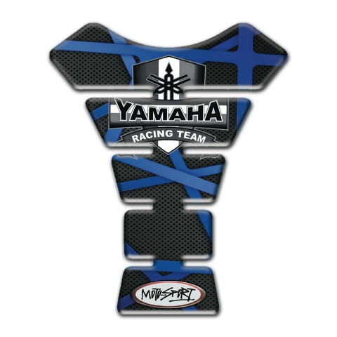 Yamaha Tank Pad ProtectorBlack with Crossed Blue Lines Design 