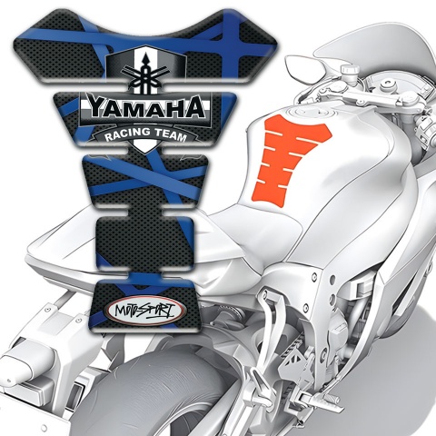 Yamaha Tank Pad ProtectorBlack with Crossed Blue Lines Design 