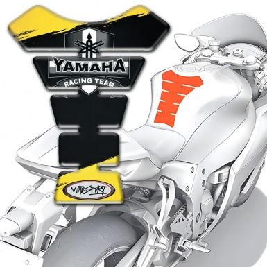 Yamaha Tank Pad Protector Black Yellow Painting Base Style 