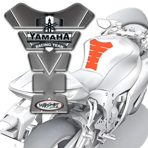 Yamaha Tank Pad Motorbike Grey with White V Shape Stripes DEsign 