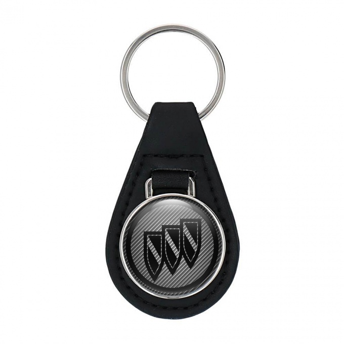 Buick Key Fob Leather Black Chrome