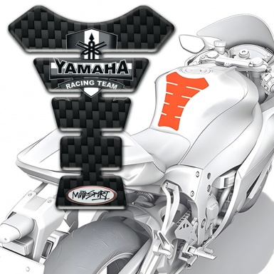 Yamaha Tank Pad Motorbike Black Fibers Design 