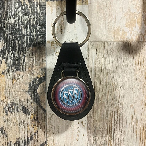 Buick Leather Keychain Red Blue Chrome Design