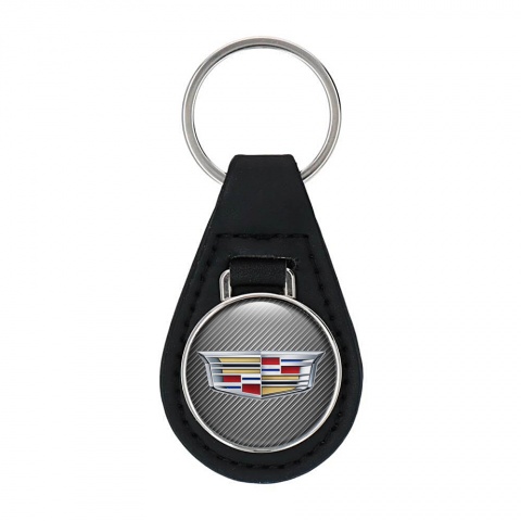 Cadillac Keychain Leather Carbon Classic Design