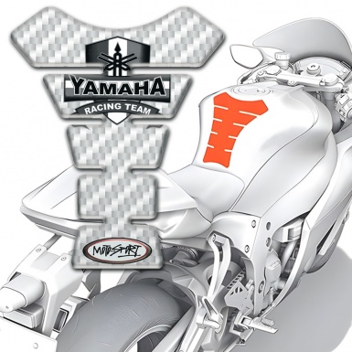 Yamaha Tank Fuse White Carbon Base Racing Team Style 