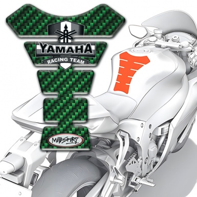 Yamaha Tank Pad Motorbike Green Carbon Design Moto Sport Style 