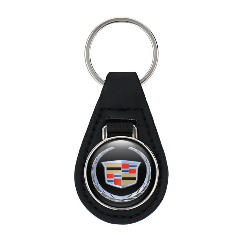 Cadillac Key Fob Leather Black Classic Logo