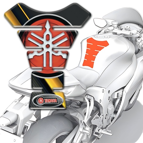 Yamaha Tank Pad Motorbike Diagonal Yellow Band Design Big Logo Style