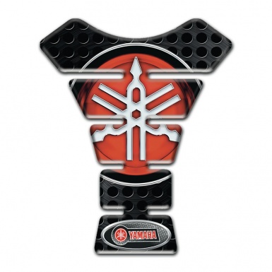 Yamaha Tank Guard Pads Black Perforated Base Big Red Logo 