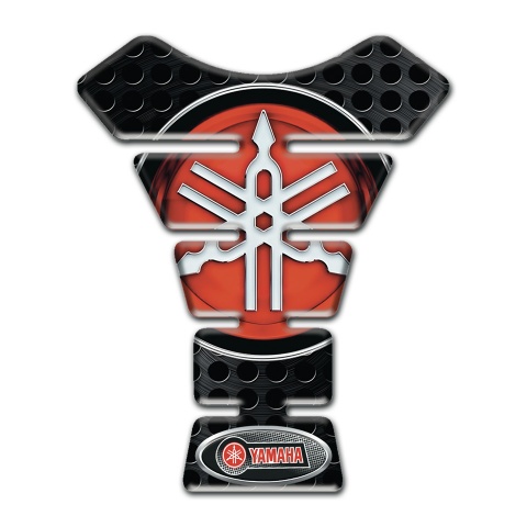 Yamaha Tank Guard Pads Black Perforated Base Big Red Logo 