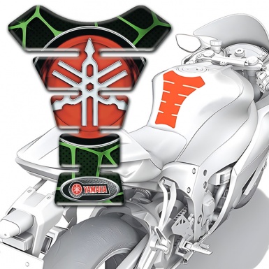 Yamaha Tank Pad Protector Black Base with Green Patterns Design 