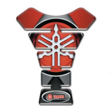 Yamaha Tank Pad Motorbike Gray Red base Style with Big Logo Design 