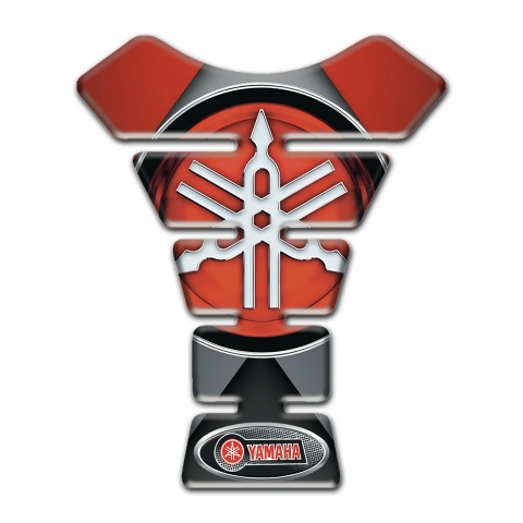 Yamaha Tank Pad Motorbike Gray Red base Style with Big Logo Design 