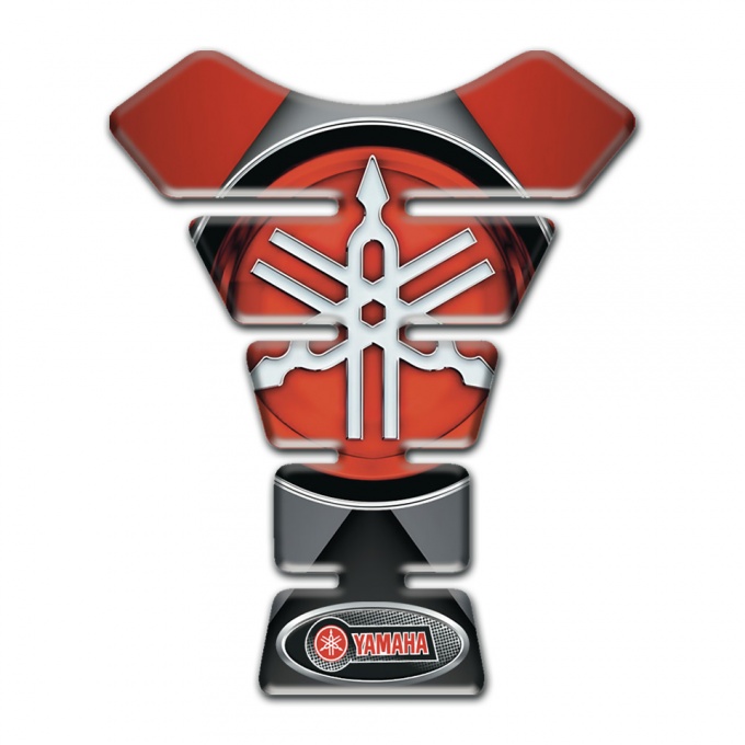 Yamaha Tank Pad Motorbike Gray Red base Style with Big Logo Design 