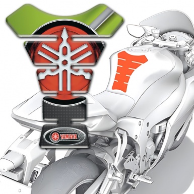 Yamaha Tank Protector Black Green Silicone Sticker with Big Red logo 