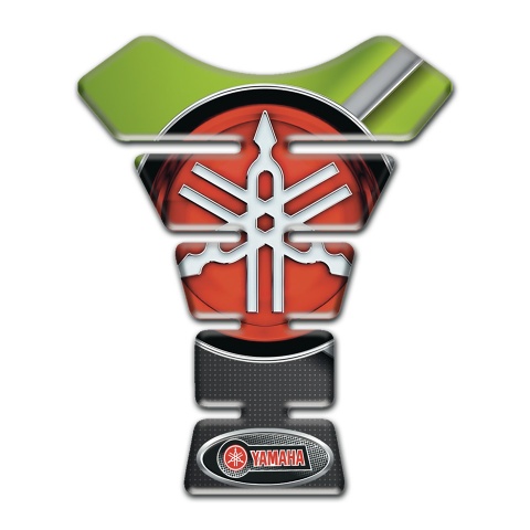 Yamaha Tank Protector Black Green Silicone Sticker with Big Red logo 
