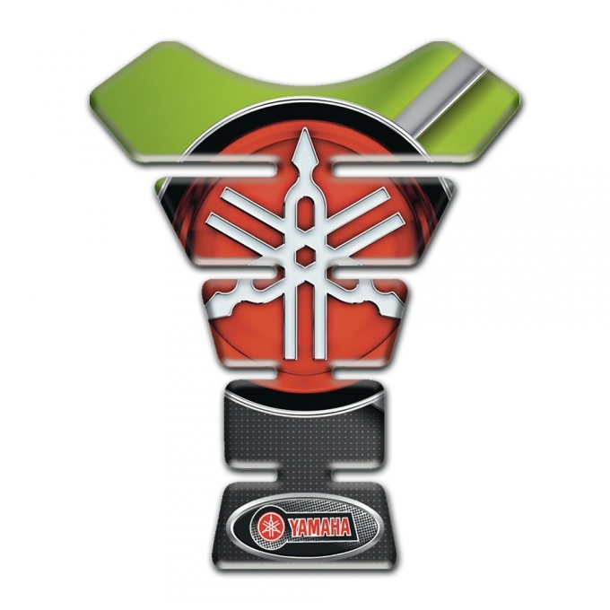 Yamaha Tank Protector Black Green Silicone Sticker with Big Red logo 