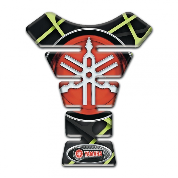 Yamaha Tank Guard Pads Big logo Style Green Stripes Design 