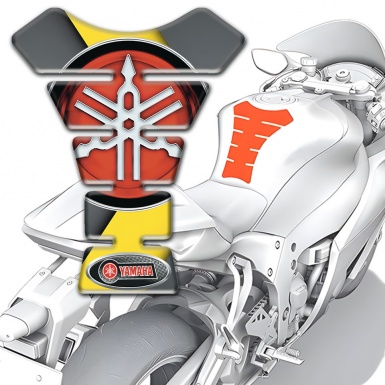 Yamaha Tank Pad Motorbike Gray Yellow background and Big red Logo 
