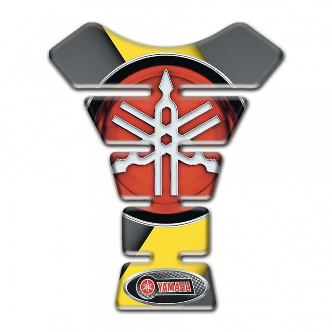 Yamaha Tank Pad Motorbike Gray Yellow background and Big red Logo 