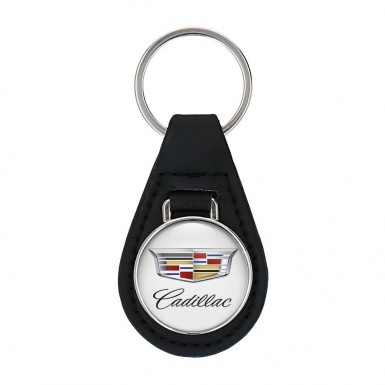 Cadillac Autoschlusselanhanger aus Leder Weiss Silber Design 