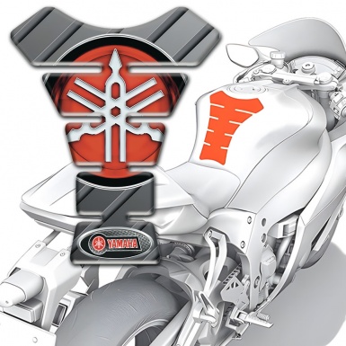 Yamaha Tank Pad Motorbike High End Gray base Classic Red Logo 
