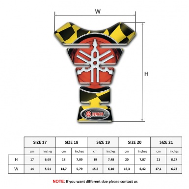 Yamaha Tank Pad Protector Black yellow Squares base Big Logo Style 