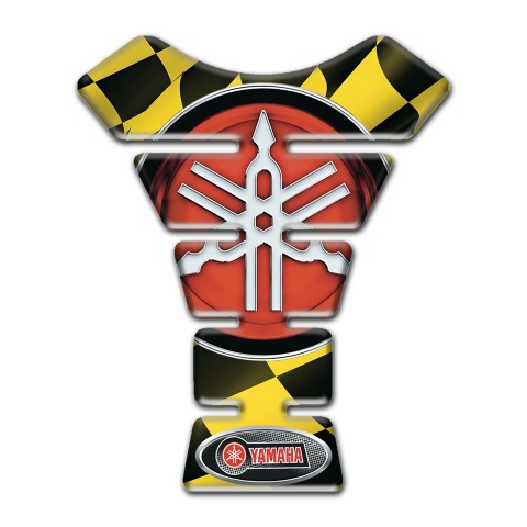 Yamaha Tank Pad Protector Black yellow Squares base Big Logo Style 