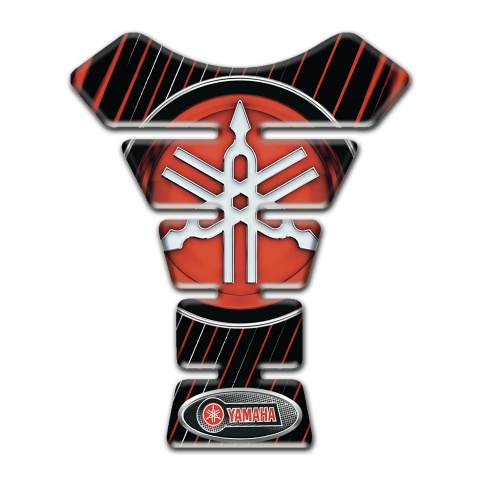 Yamaha Tank Pad Motorbike Black Base with Red Vertical Lines 