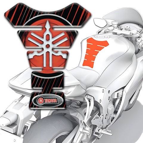 Yamaha Tank Pad Motorbike Black Base with Red Vertical Lines 