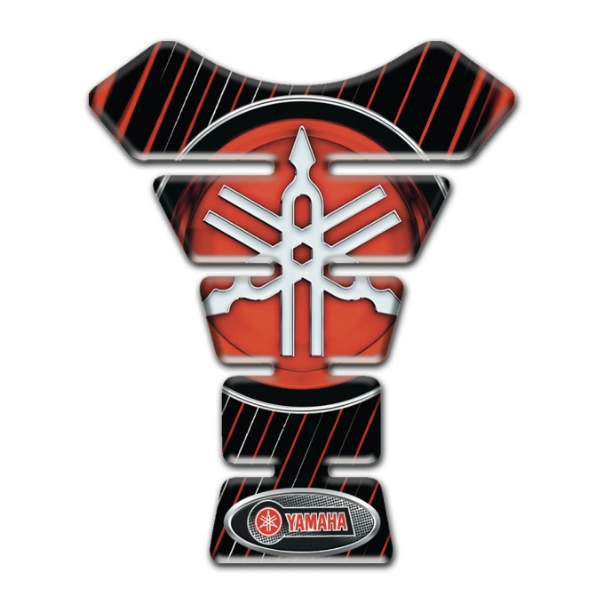 Yamaha Tank Pad Motorbike Black Base with Red Vertical Lines 