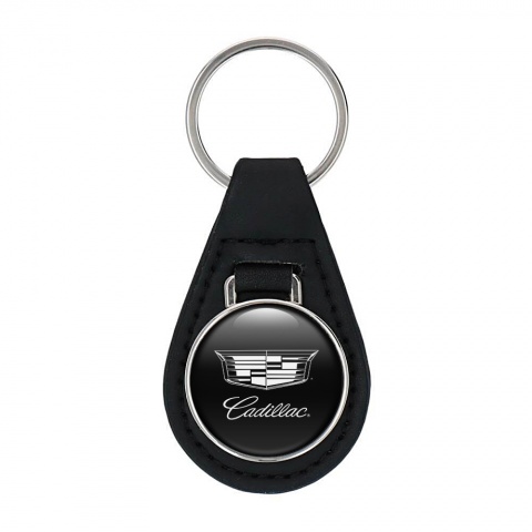 Cadillac Keychain Leather Black White Design